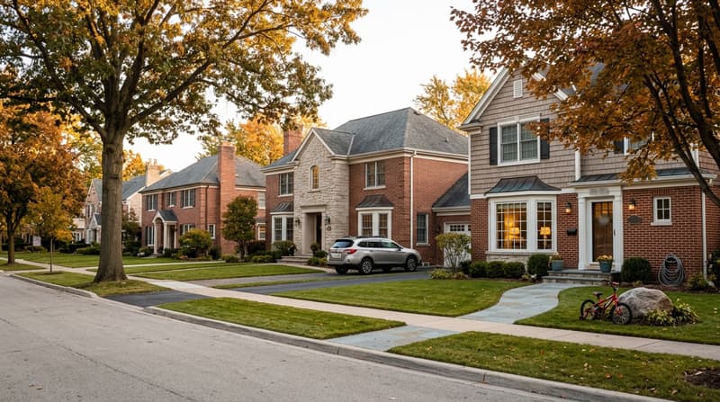 Clarendon Hills, IL, illustrative neighborhood scene