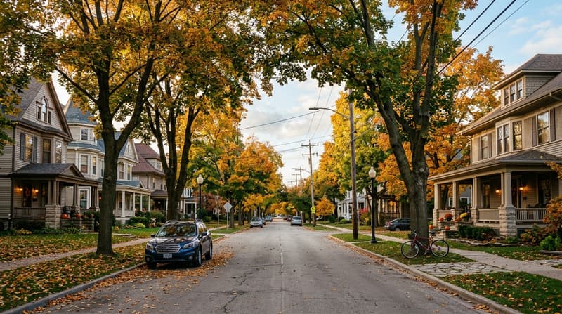 Elgin, IL, illustrative neighborhood scene