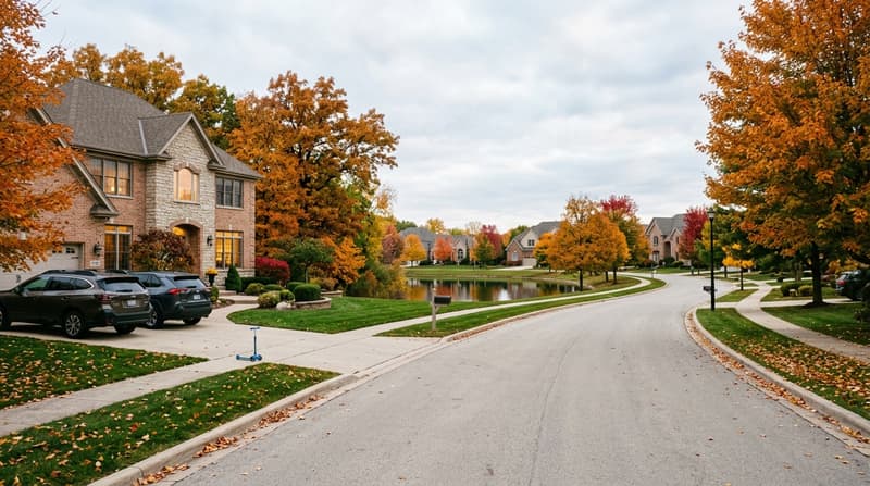 Foxborough Estates, Mokena, IL, illustrative neighborhood scene