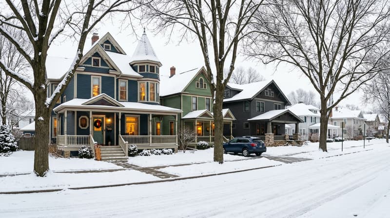Historic District, Naperville, IL, illustrative neighborhood scene