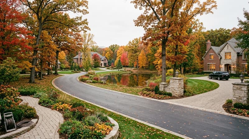 Hunter Trails, Oak Brook, IL, illustrative neighborhood scene