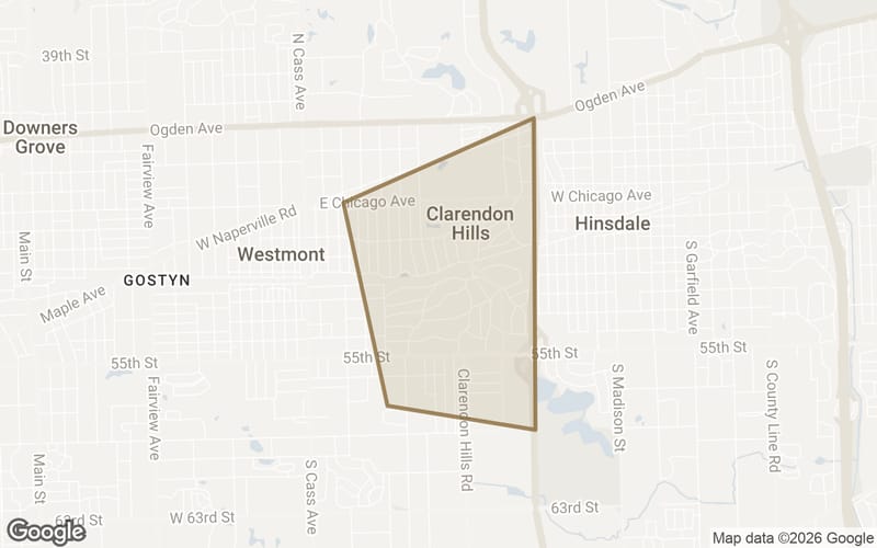 Map of Clarendon Hills, IL